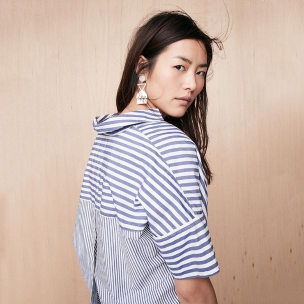 Madewell Courier Button-Back Shirt in Stripe Mix - Picture 12 of 12